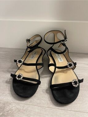 Jimmy Choo Naia Jewel Buckled Flat Sandals